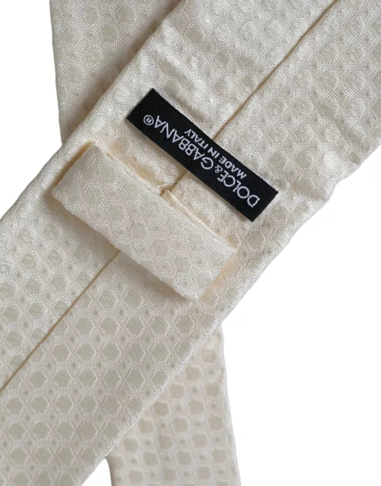 Cravatta regolabile in seta Dolce & Gabbana Off White da uomo