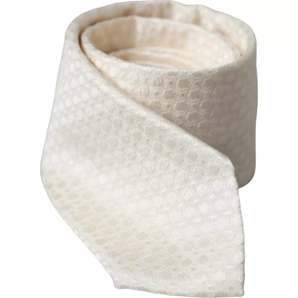 Cravatta regolabile in seta Dolce & Gabbana Off White da uomo