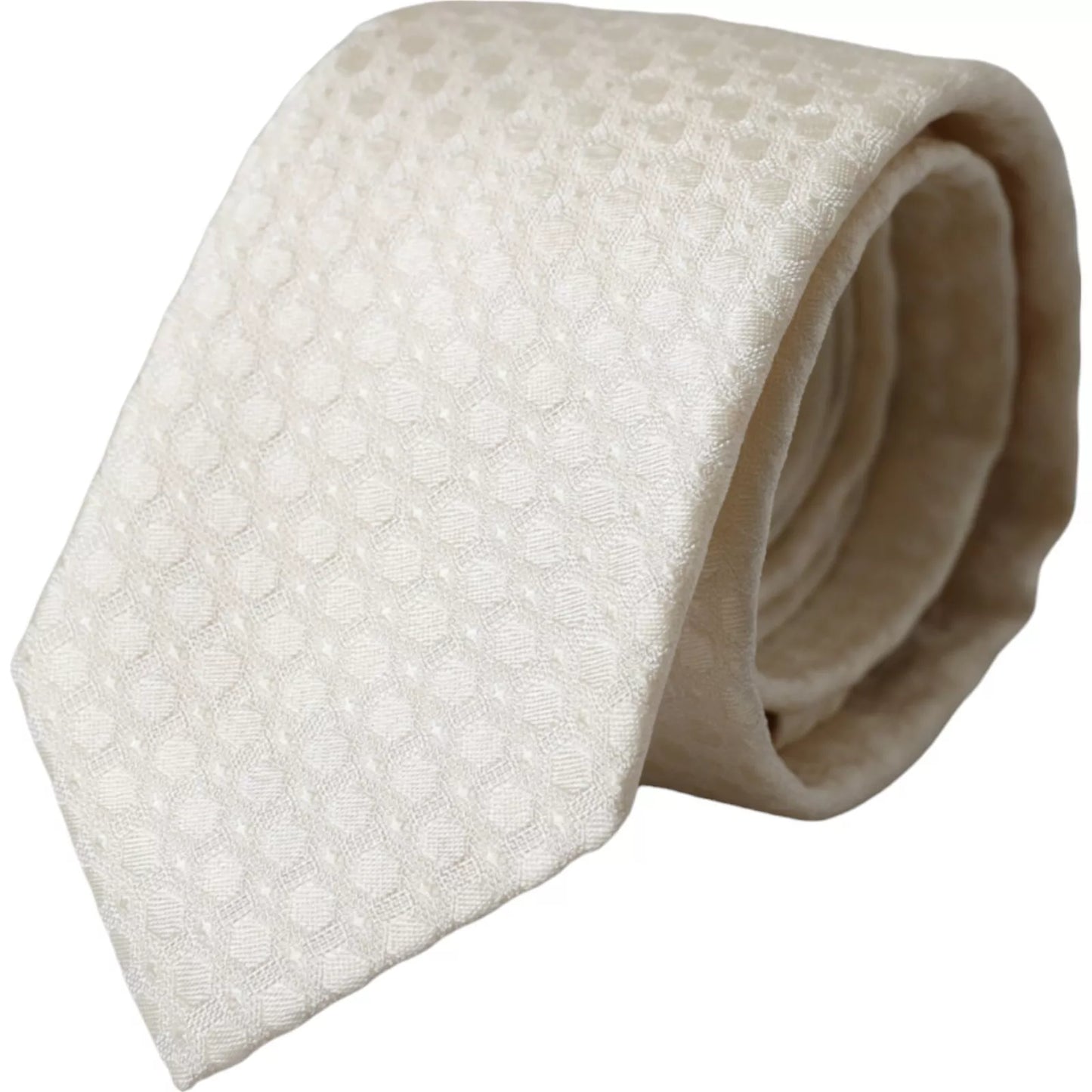 Cravatta regolabile in seta Dolce & Gabbana Off White da uomo