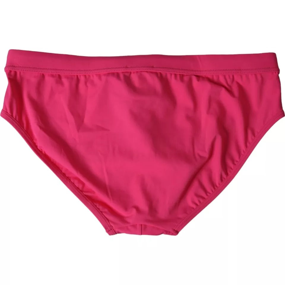 Dolce & Gabbana Rosa Nylon DG Logo Beachwear Slip Costumi da bagno Uomo