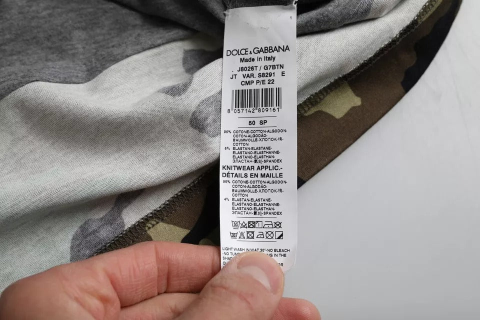 Dolce & Gabbana T-shirt girocollo in cotone mimetico multicolore da uomo