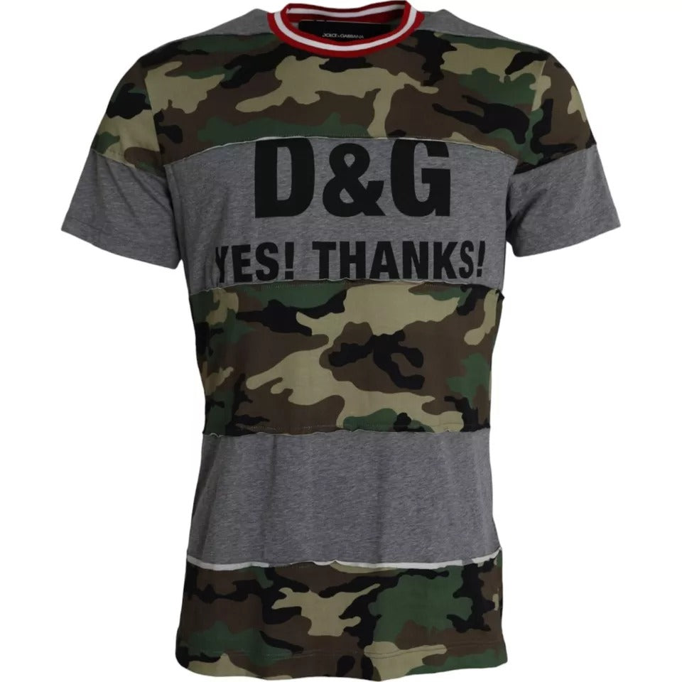 Dolce & Gabbana T-shirt girocollo in cotone mimetico multicolore da uomo