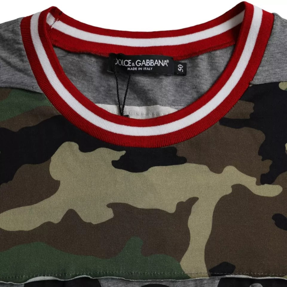 Dolce & Gabbana T-shirt girocollo in cotone mimetico multicolore da uomo