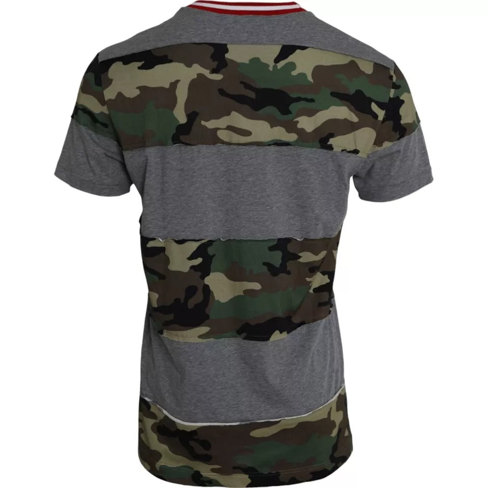 Dolce & Gabbana T-shirt girocollo in cotone mimetico multicolore da uomo