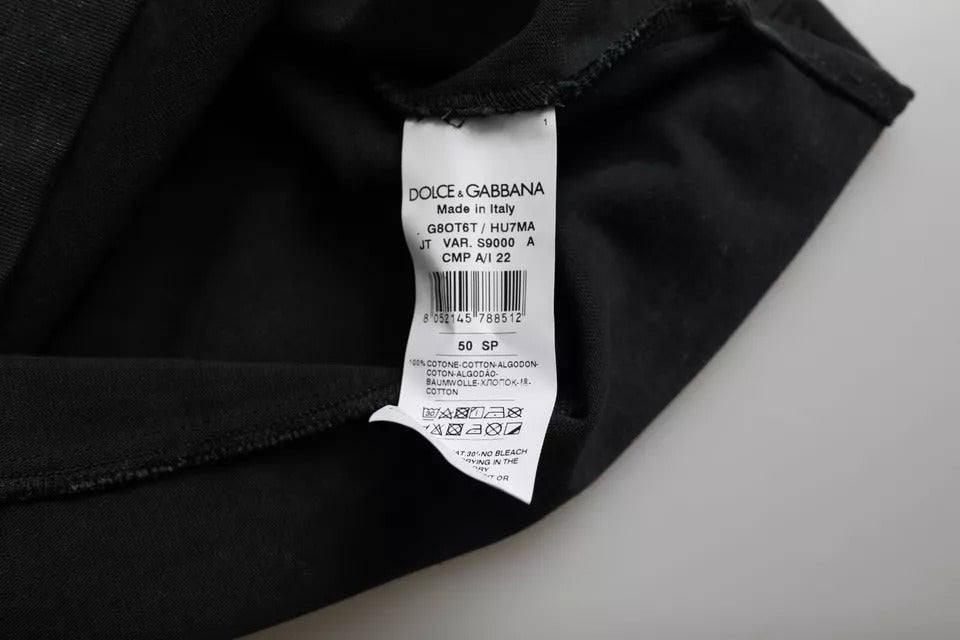 Dolce & Gabbana T-shirt girocollo in cotone con stampa grafica nera