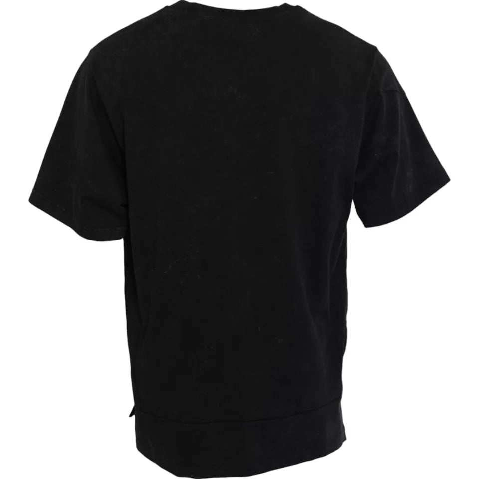 Dolce & Gabbana T-shirt girocollo in cotone con stampa grafica nera