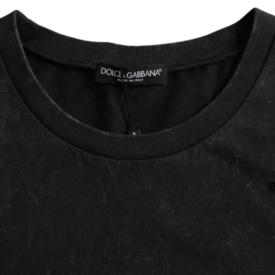 Dolce & Gabbana T-shirt girocollo in cotone con stampa grafica nera