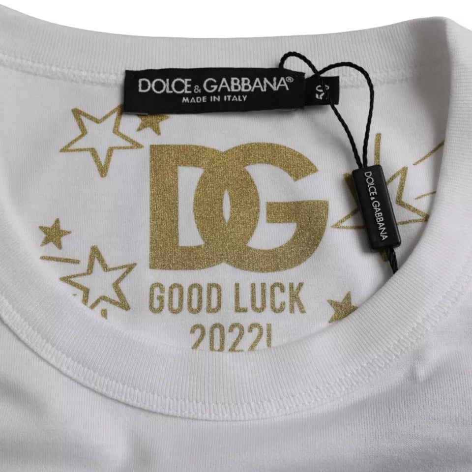 Dolce & Gabbana T-shirt girocollo a maniche corte in cotone bianco