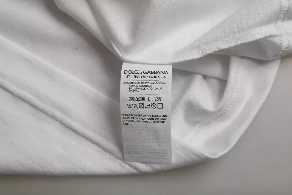 Dolce & Gabbana T-shirt girocollo a maniche corte in cotone bianco
