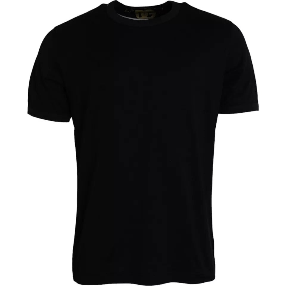 Dolce & Gabbana T-shirt da uomo a maniche corte con scollo rotondo in cotone nero