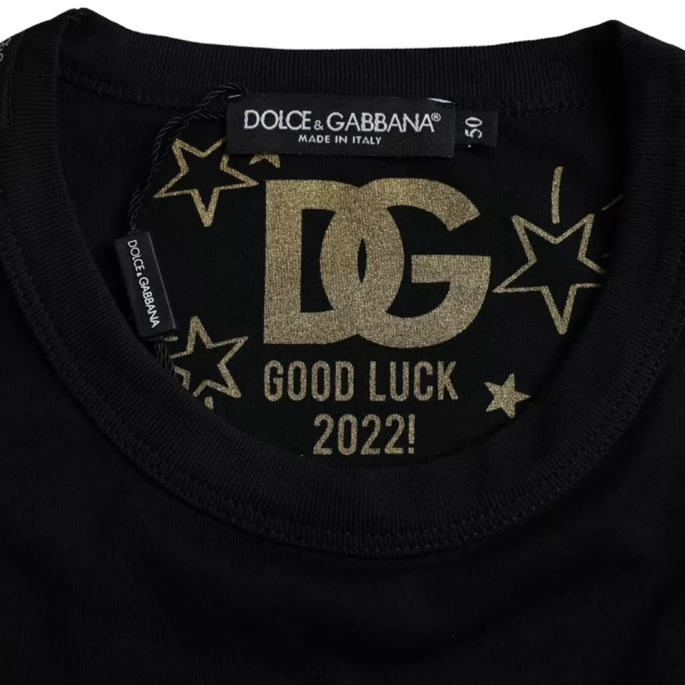 Dolce & Gabbana T-shirt da uomo a maniche corte con scollo rotondo in cotone nero