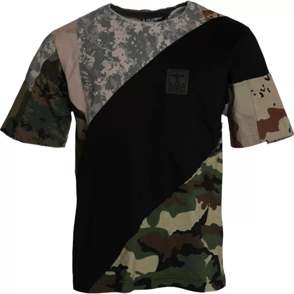 Dolce & Gabbana T-shirt da uomo in cotone con scollo rotondo multicolore mimetico