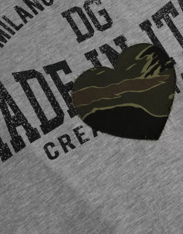 Dolce & Gabbana T-shirt girocollo in cotone con stampa grafica grigia
