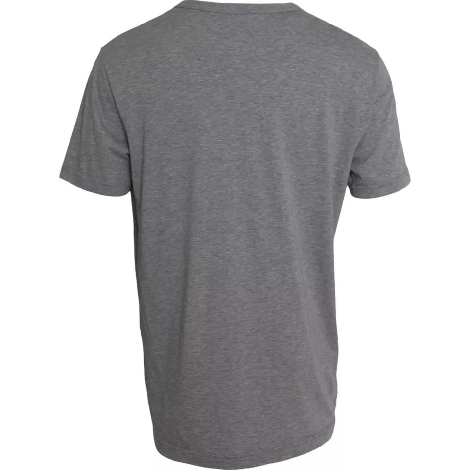 Dolce & Gabbana T-shirt girocollo in cotone con stampa grafica grigia