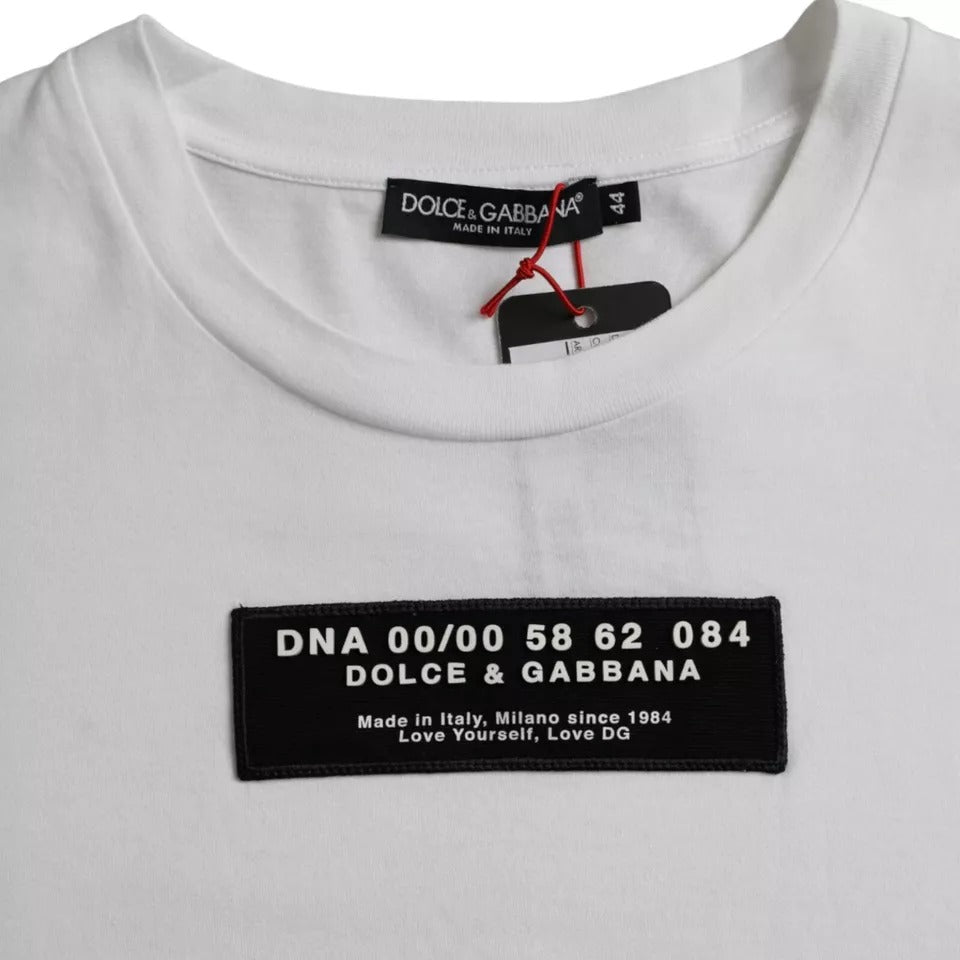 Dolce & Gabbana T-shirt casual da uomo con applicazione DG in cotone bianco