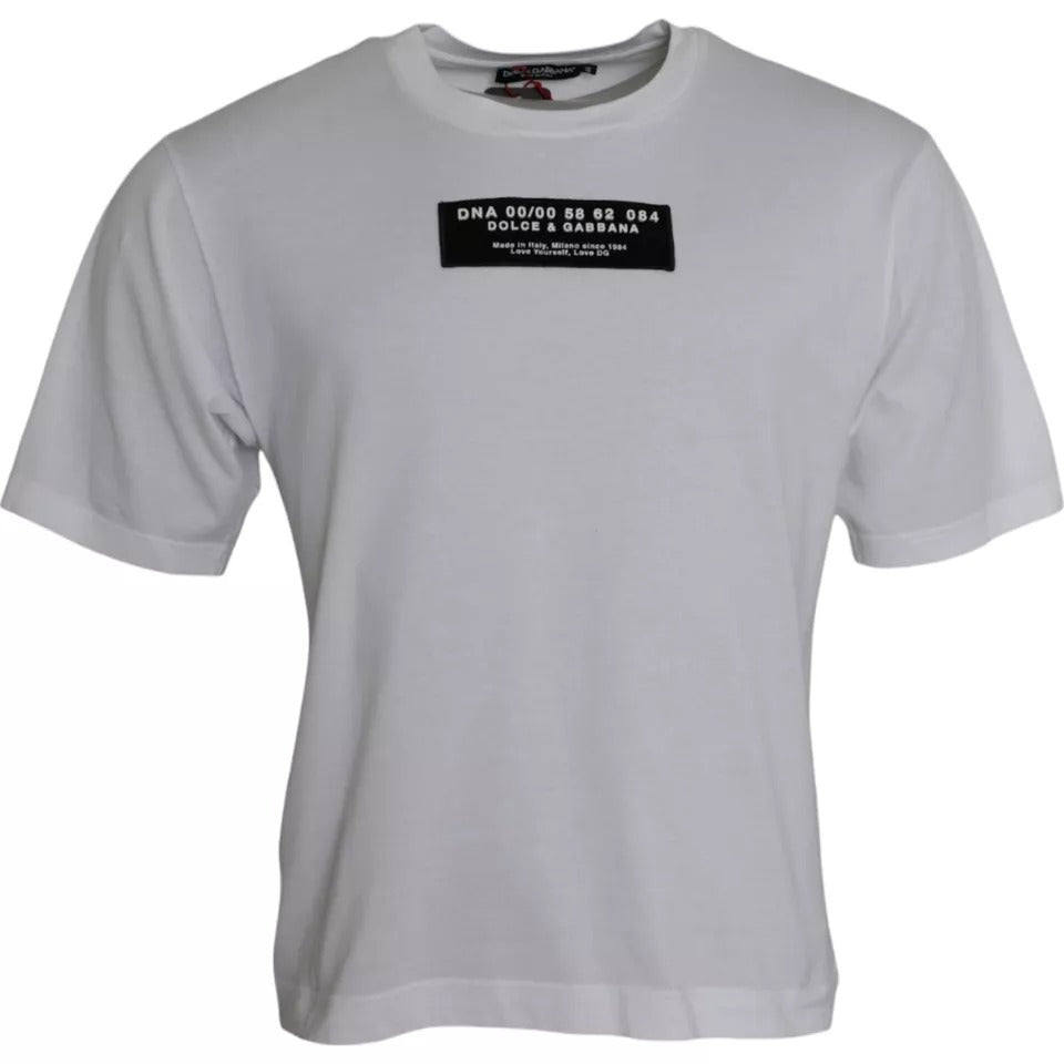 Dolce & Gabbana T-shirt casual da uomo con applicazione DG in cotone bianco