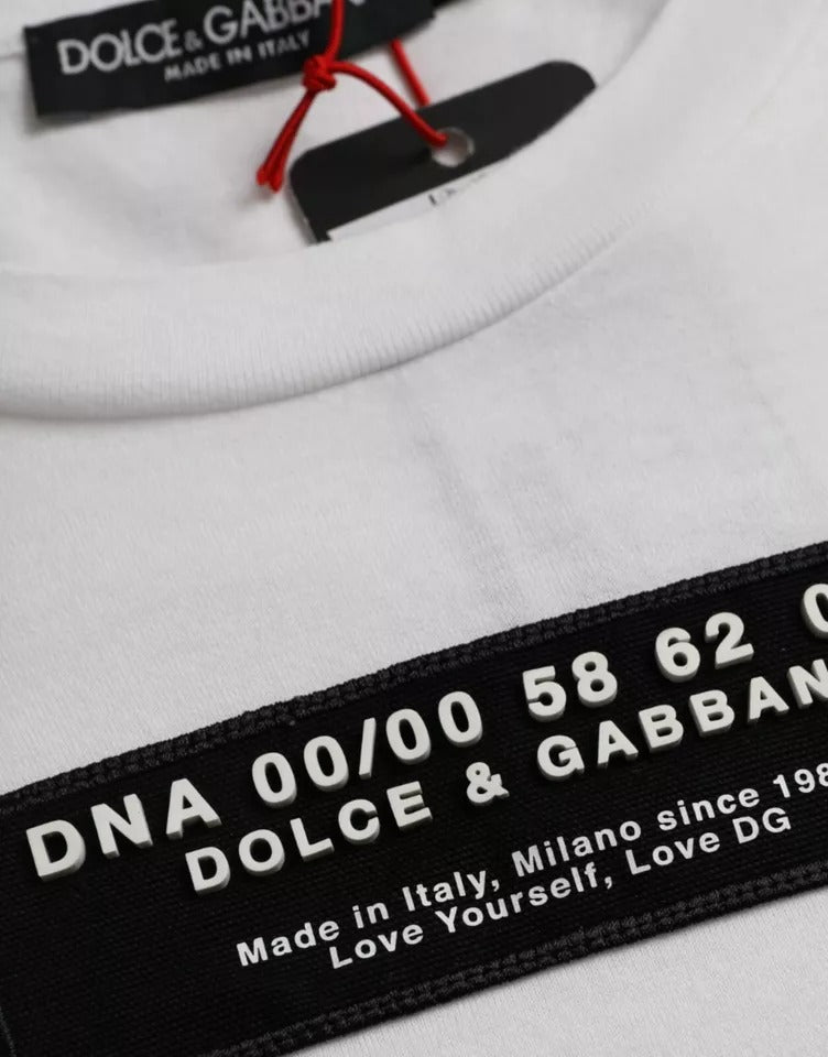 Dolce & Gabbana T-shirt casual da uomo con applicazione DG in cotone bianco