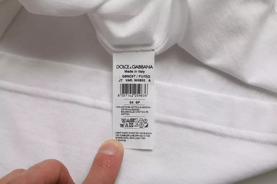 T-shirt girocollo a maniche corte in cotone bianco Dolce & Gabbana