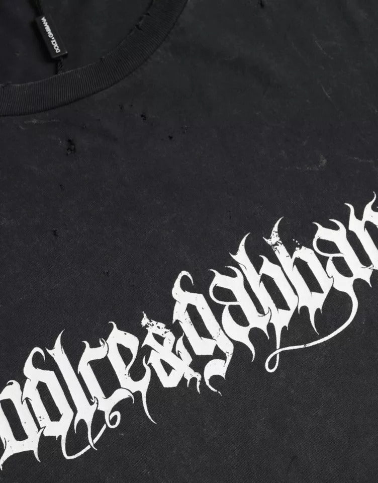 Dolce & Gabbana T-shirt a maniche corte in cotone con stampa grafica nera