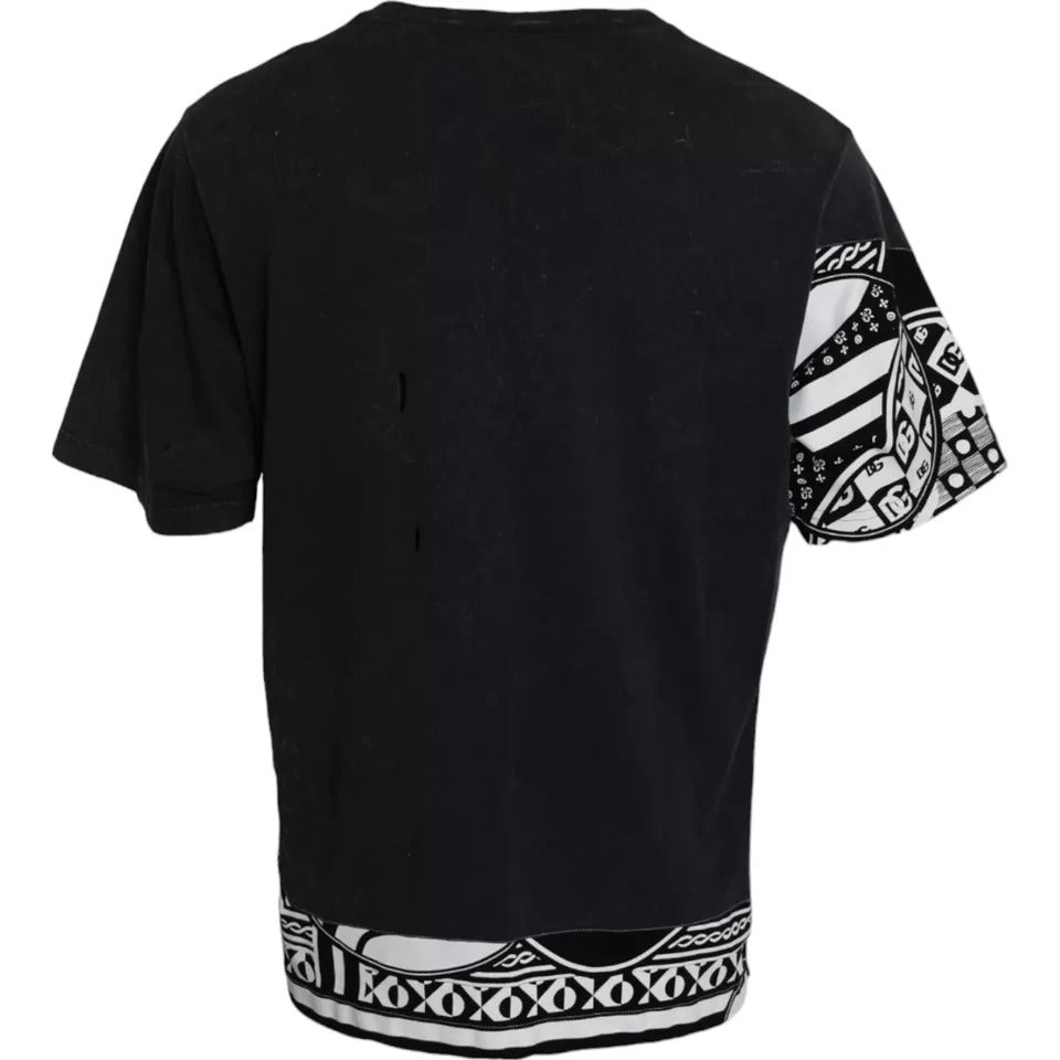 Dolce & Gabbana T-shirt a maniche corte in cotone con stampa grafica nera