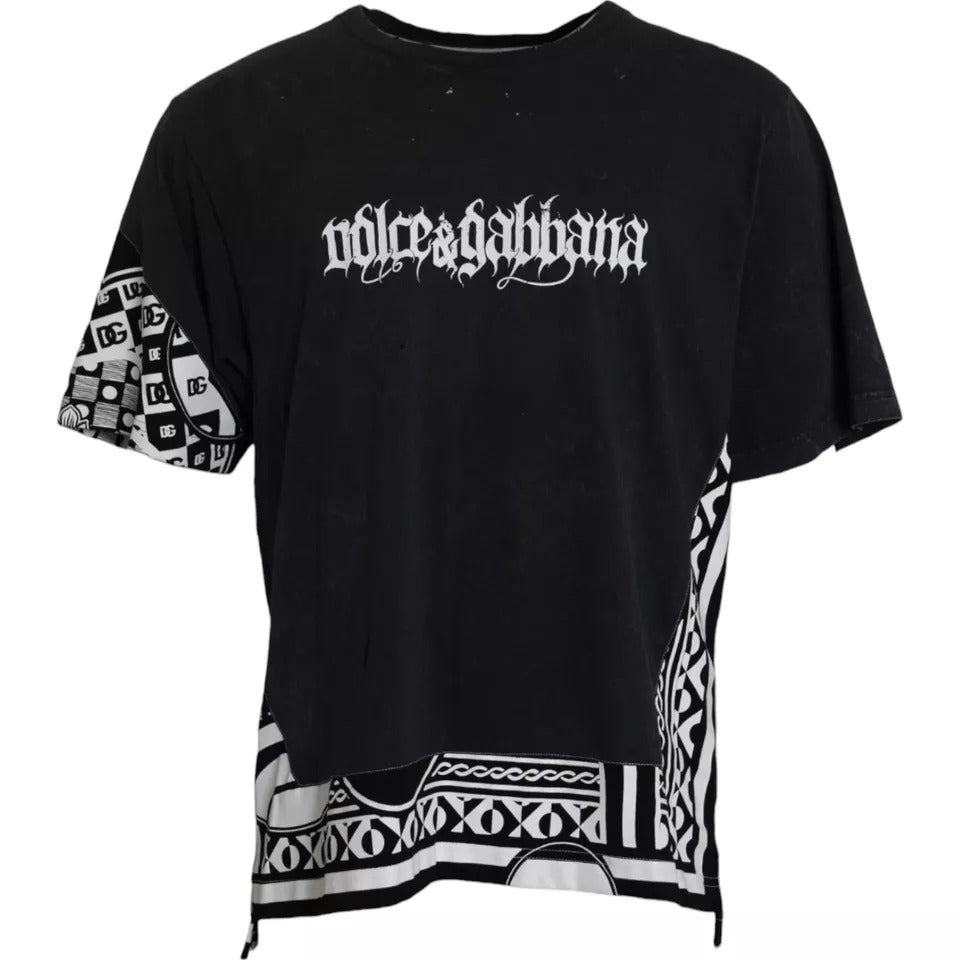 Dolce & Gabbana T-shirt a maniche corte in cotone con stampa grafica nera