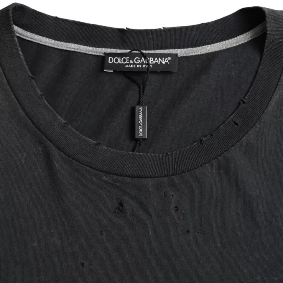 Dolce & Gabbana T-shirt a maniche corte in cotone con stampa grafica nera