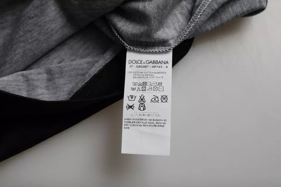 Dolce & Gabbana T-shirt a maniche corte in cotone con stampa jazz nera e bianca