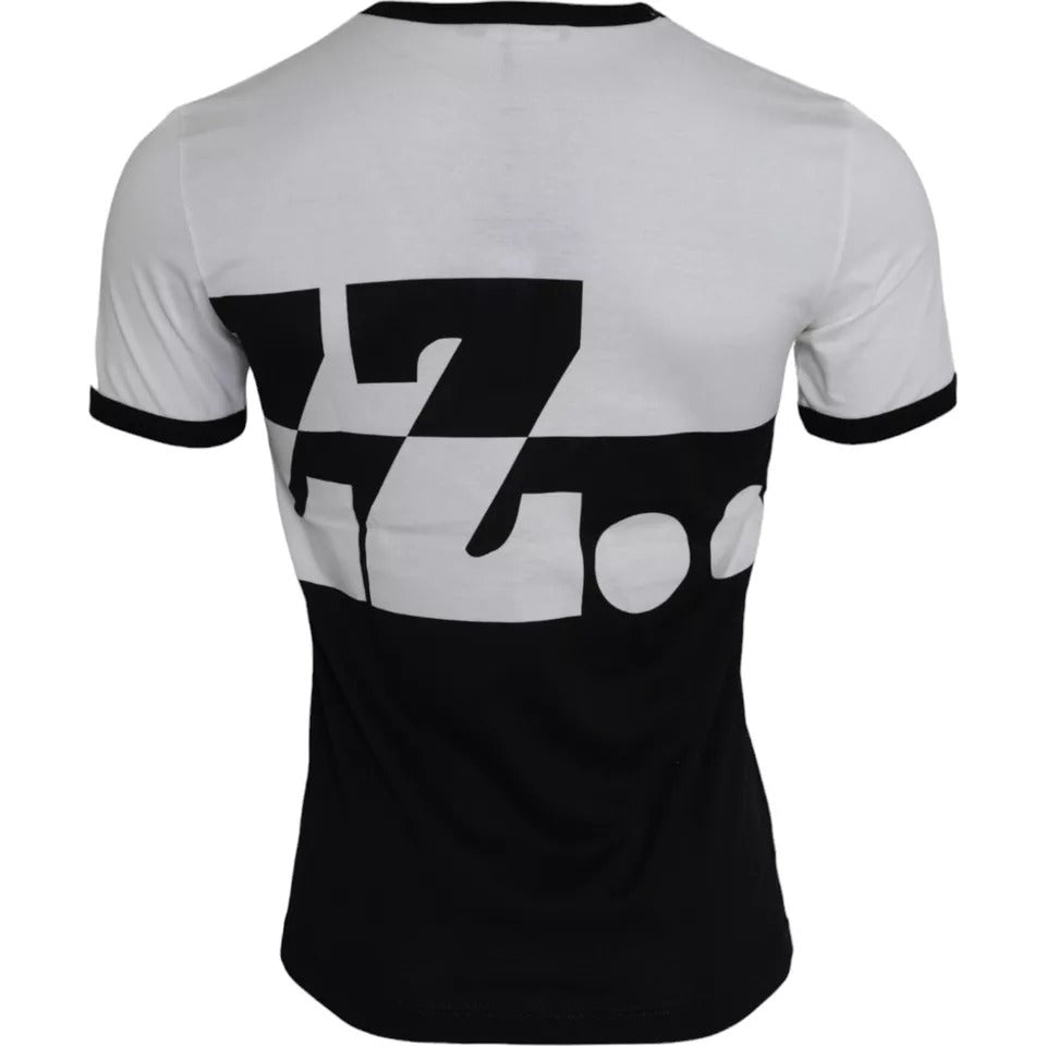 Dolce & Gabbana T-shirt a maniche corte in cotone con stampa jazz nera e bianca