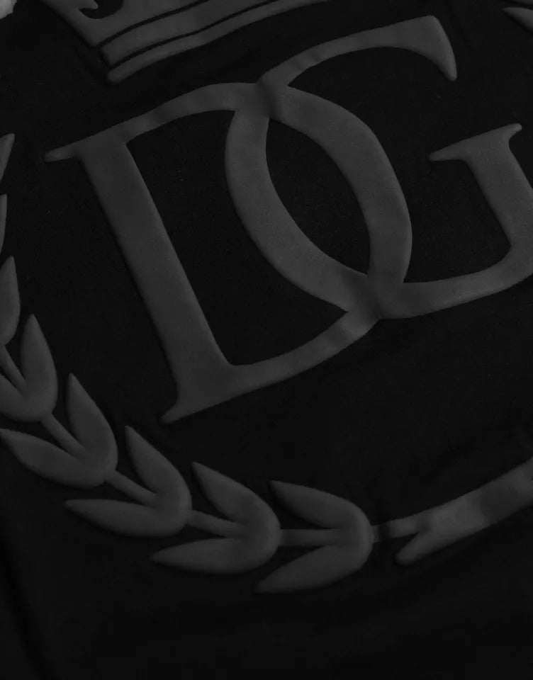 Dolce & Gabbana T-shirt girocollo in cotone con logo nero in rilievo