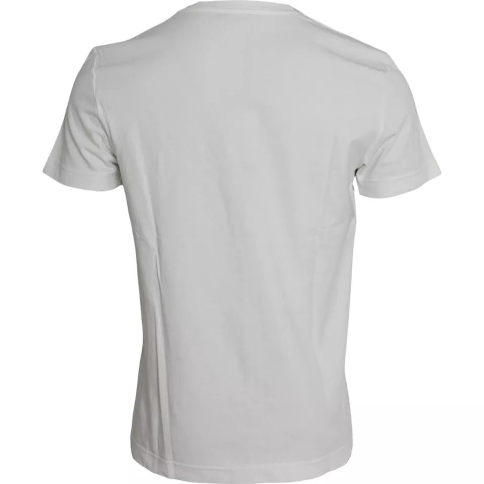 Dolce & Gabbana T-shirt da uomo a maniche corte in cotone con stampa bandana bianca