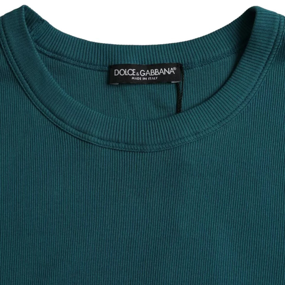 Dolce & Gabbana T-shirt girocollo a maniche corte in cotone blu-verde