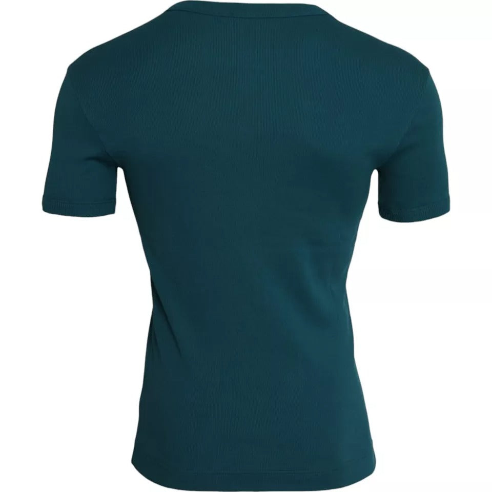Dolce & Gabbana T-shirt girocollo a maniche corte in cotone blu-verde