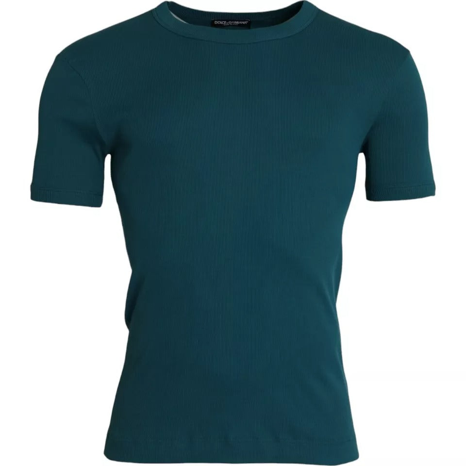 Dolce & Gabbana T-shirt girocollo a maniche corte in cotone blu-verde