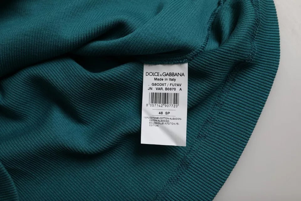 Dolce & Gabbana T-shirt girocollo a maniche corte in cotone blu-verde