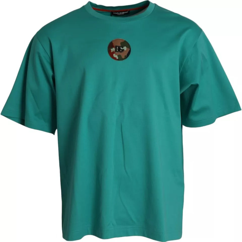 Dolce & Gabbana T-shirt girocollo in cotone con logo verde