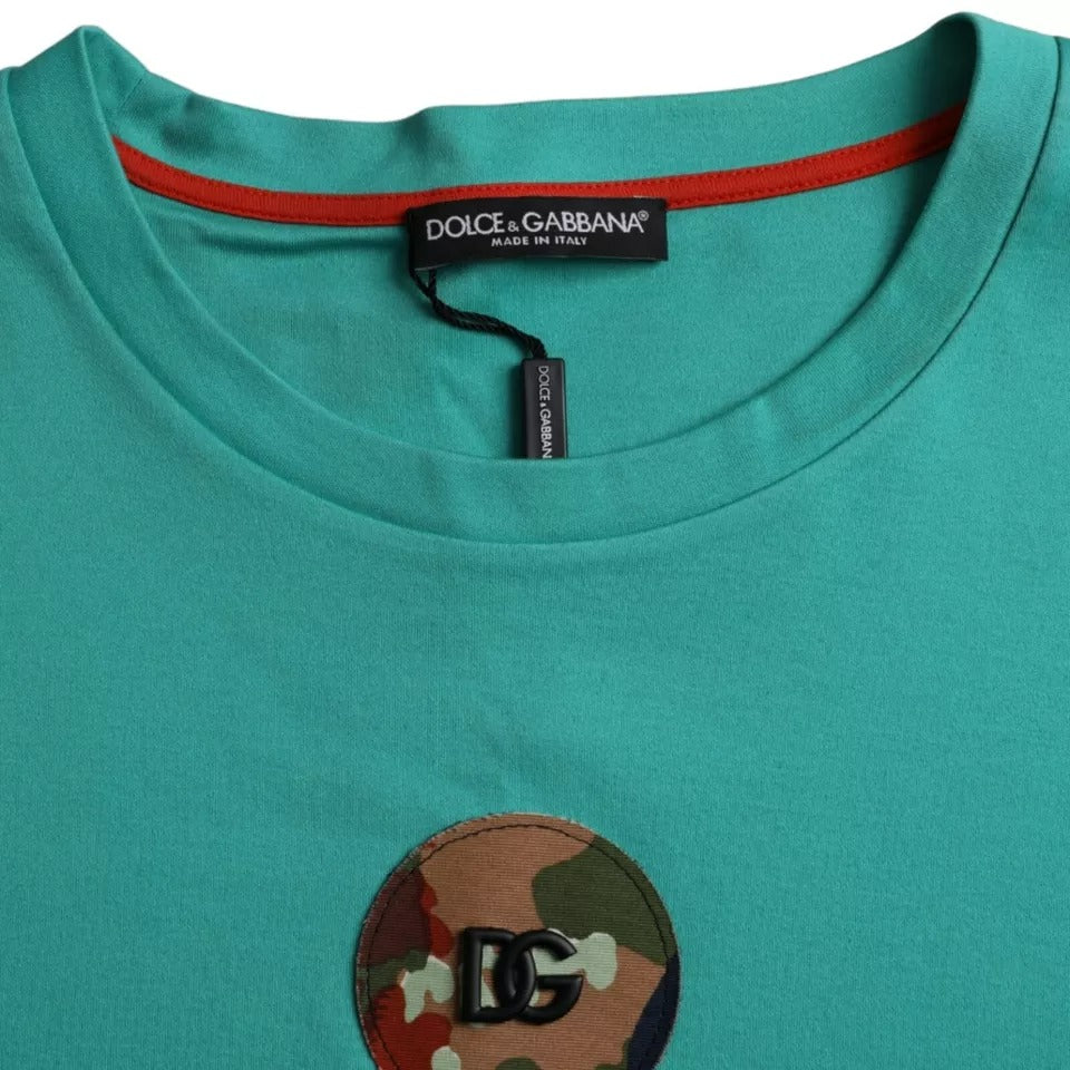 Dolce & Gabbana T-shirt girocollo in cotone con logo verde