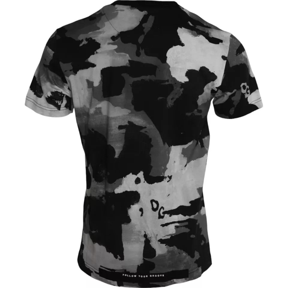Dolce & Gabbana T-shirt girocollo mimetica nera bianca
