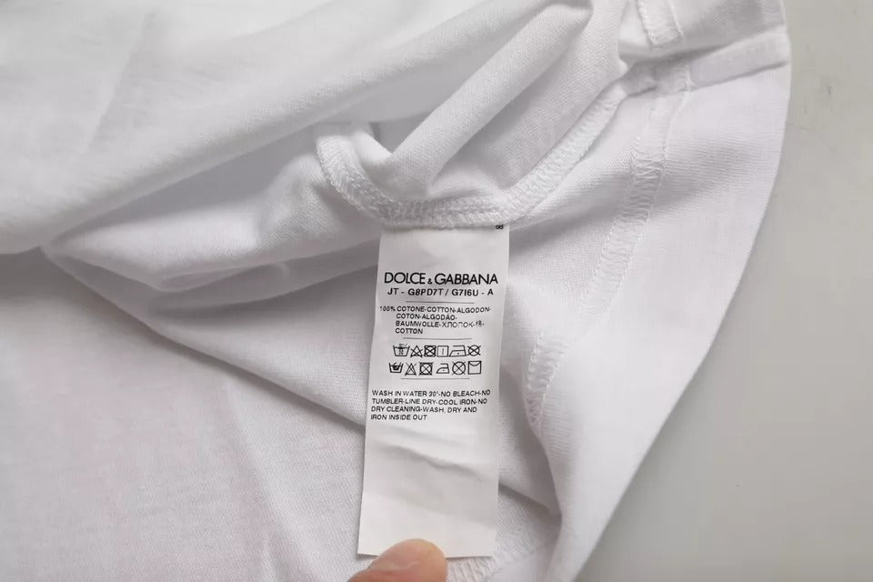Dolce & Gabbana T-shirt girocollo a maniche corte con logo bianco