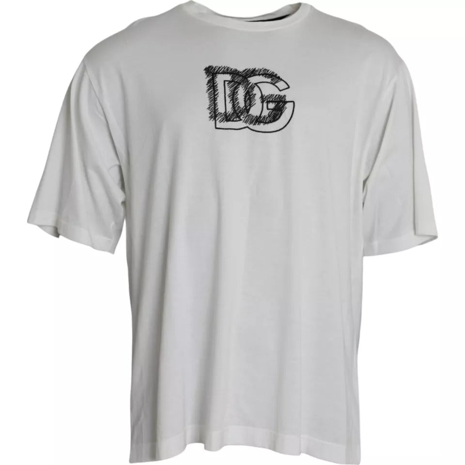 Dolce & Gabbana T-shirt girocollo a maniche corte con logo bianco