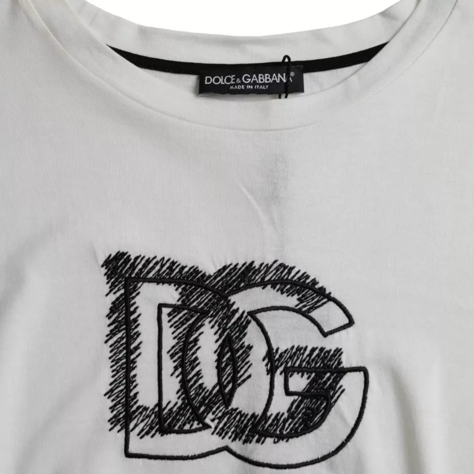 Dolce & Gabbana T-shirt girocollo a maniche corte con logo bianco