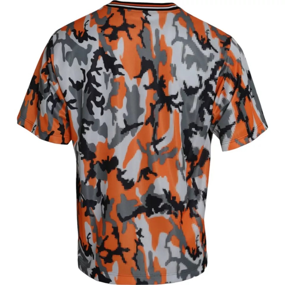 Dolce & Gabbana T-shirt girocollo in cotone mimetico multicolore da uomo