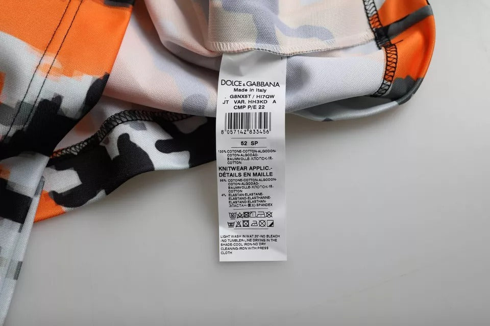 Dolce & Gabbana T-shirt girocollo in cotone mimetico multicolore da uomo