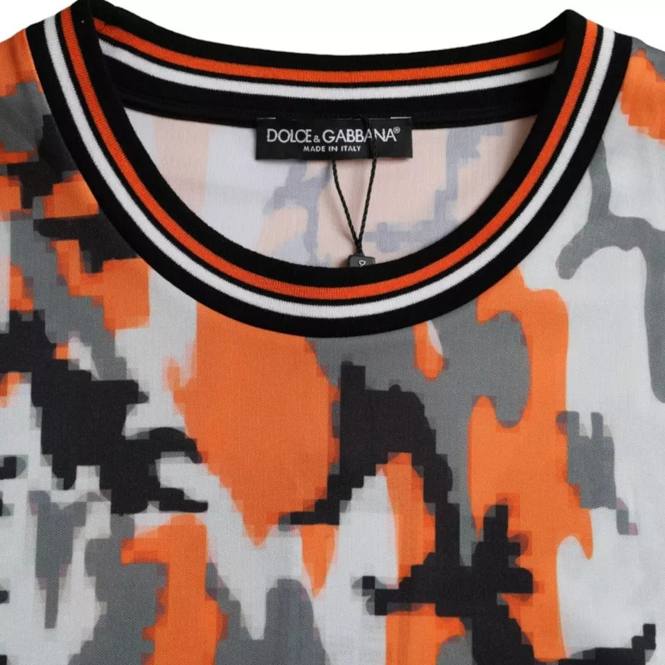 Dolce & Gabbana T-shirt girocollo in cotone mimetico multicolore da uomo