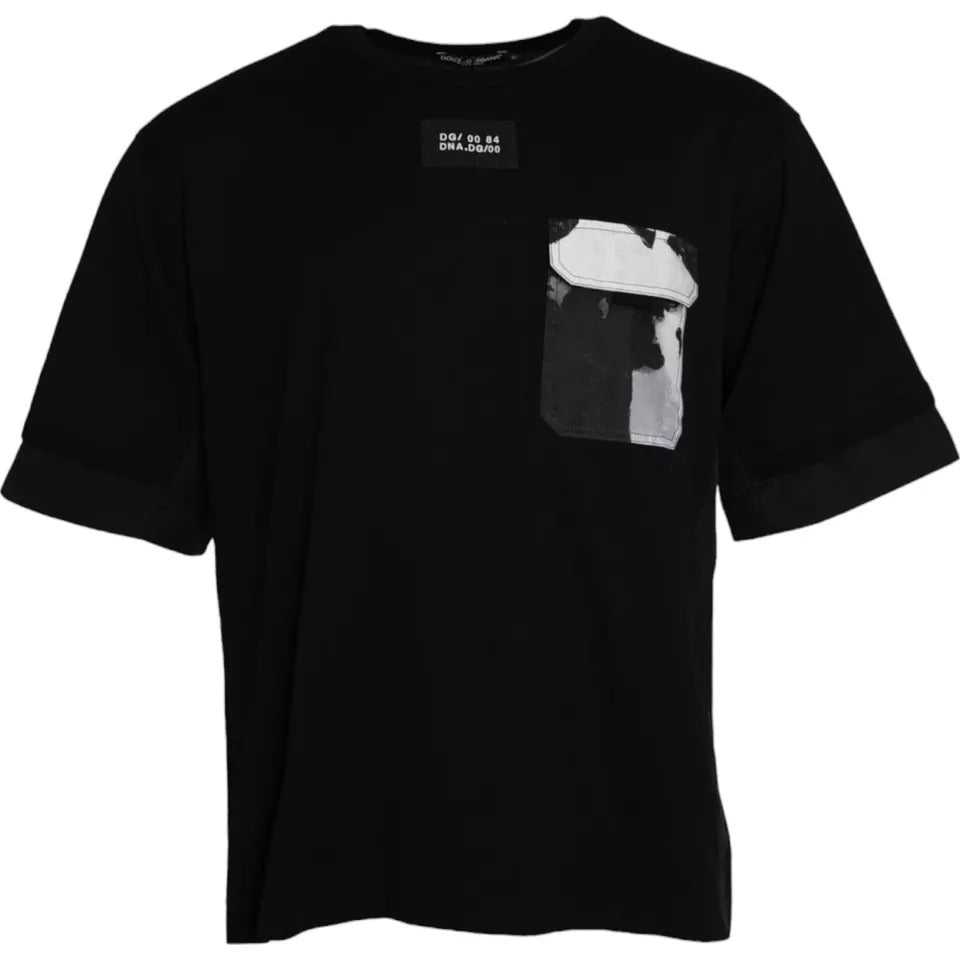 Dolce & Gabbana T-shirt da uomo a maniche corte in cotone nero con tasca