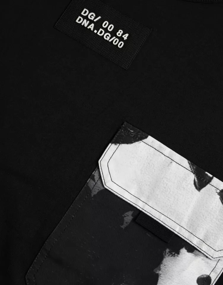 Dolce & Gabbana T-shirt da uomo a maniche corte in cotone nero con tasca