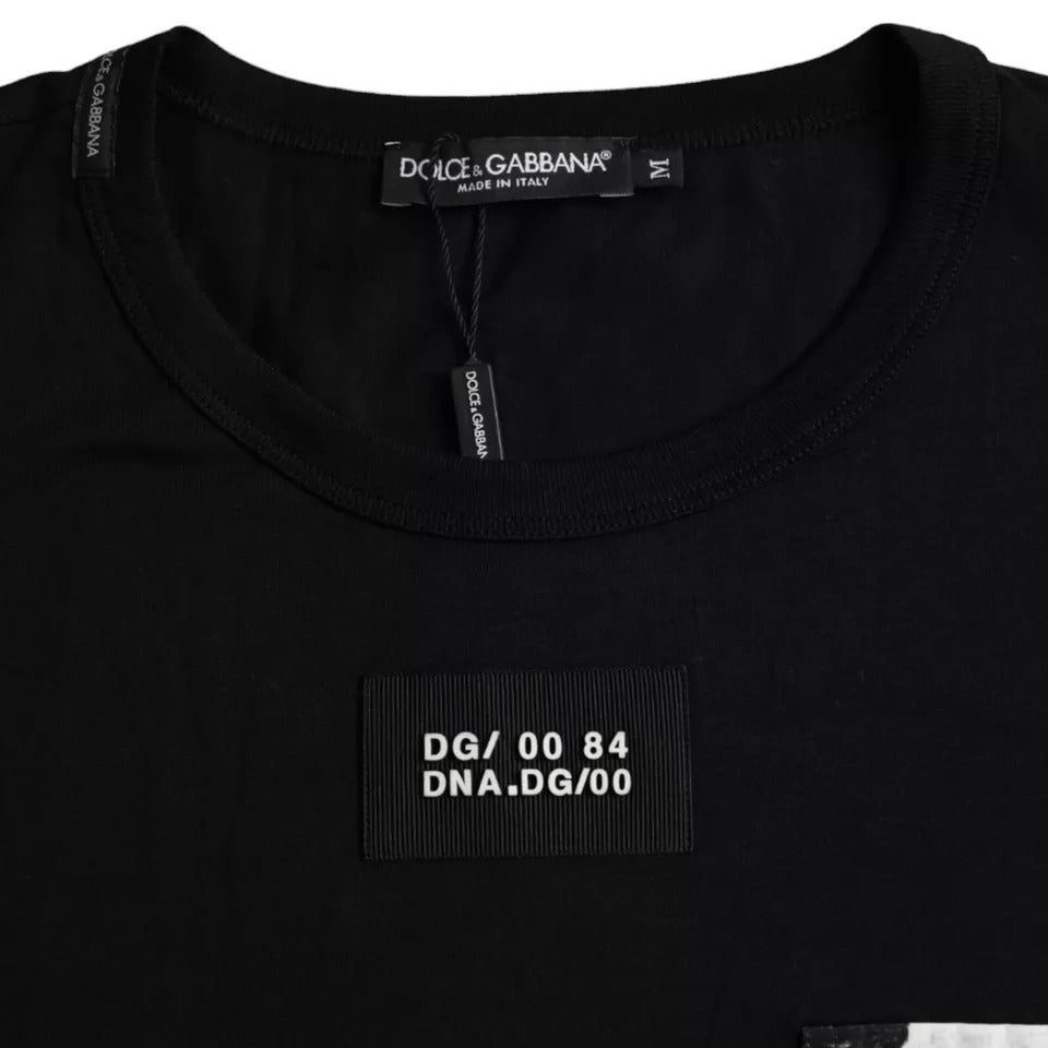 Dolce & Gabbana T-shirt da uomo a maniche corte in cotone nero con tasca