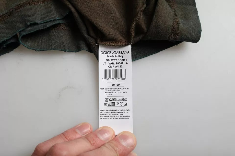 Dolce & Gabbana T-shirt girocollo in cotone grigio con schizzi di colore