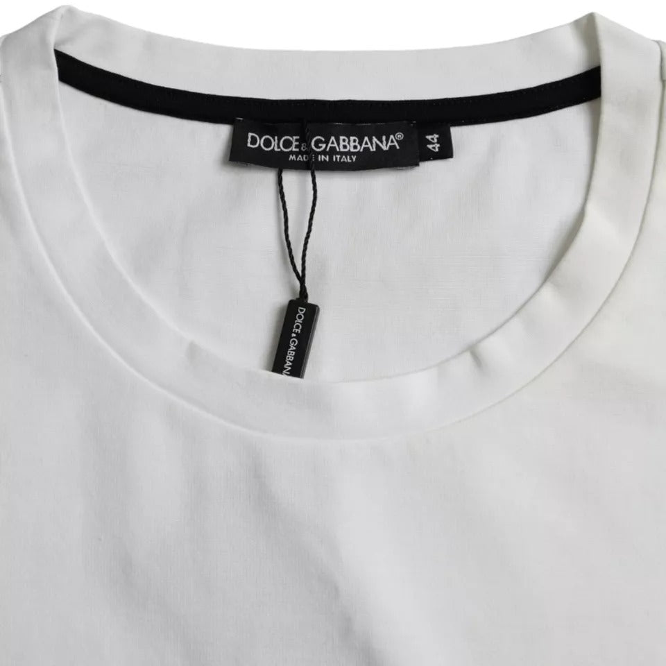 Dolce & Gabbana T-shirt da uomo in cotone con stampa labbra rosse bianche