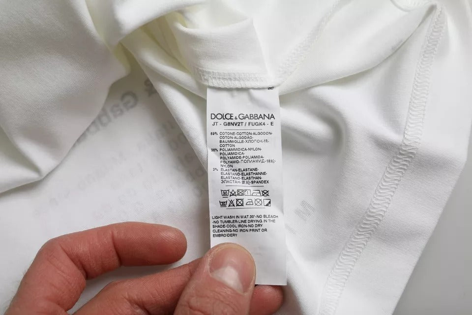 Dolce & Gabbana T-shirt da uomo in cotone con stampa labbra rosse bianche