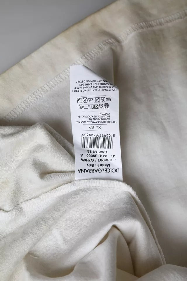 Dolce & Gabbana Off White Logo T-shirt girocollo in cotone